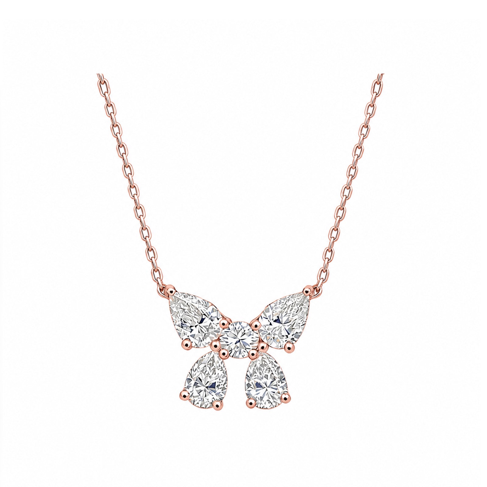 14K Gold Mixed-Cut Lab-Grown Diamond Butterfly Pendant Necklace