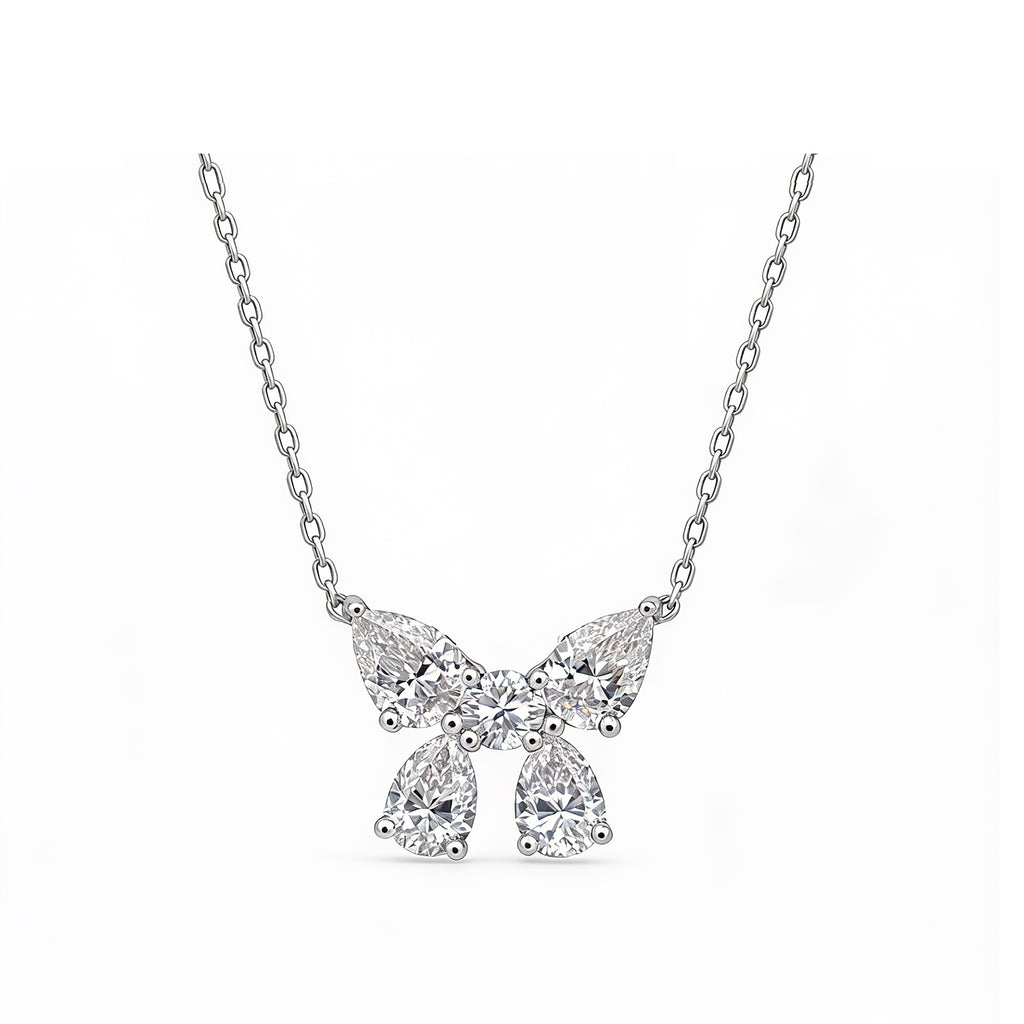 14K Gold Mixed-Cut Lab-Grown Diamond Butterfly Pendant Necklace