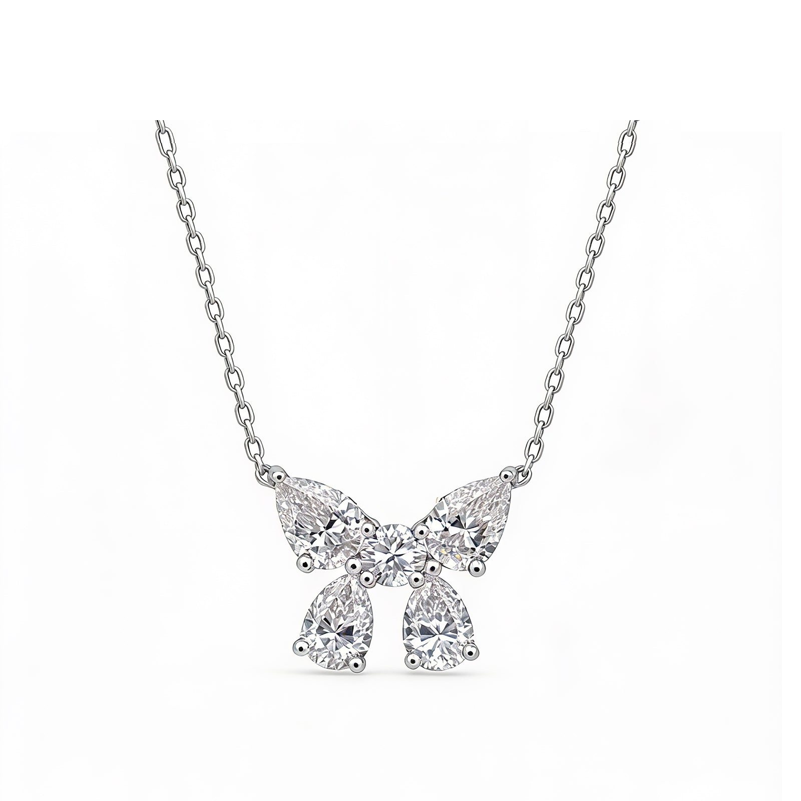 14K Gold Mixed-Cut Lab-Grown Diamond Butterfly Pendant Necklace