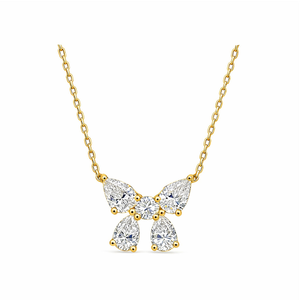 14K Gold Mixed-Cut Lab-Grown Diamond Butterfly Pendant Necklace