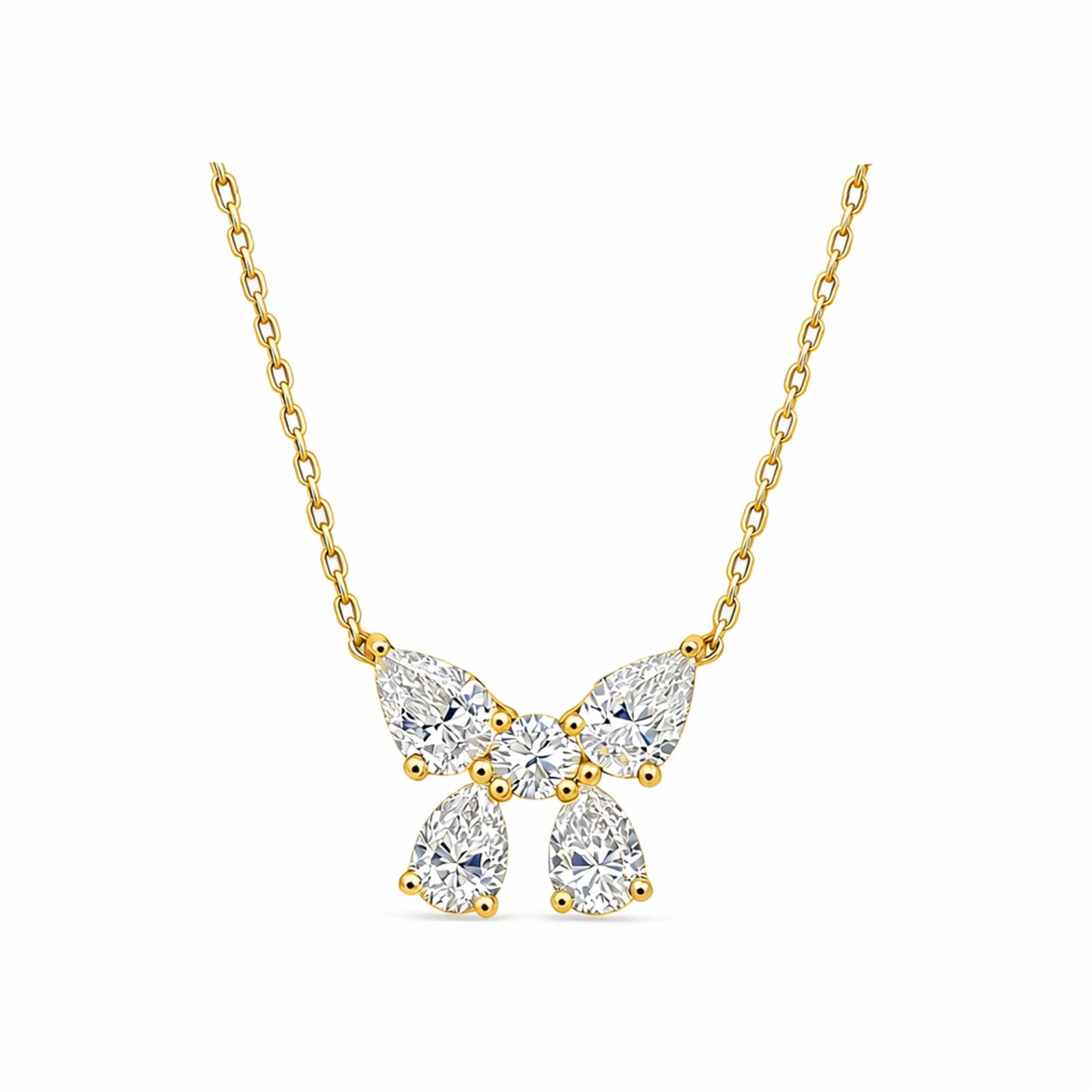 14K Gold Mixed-Cut Lab-Grown Diamond Butterfly Pendant Necklace