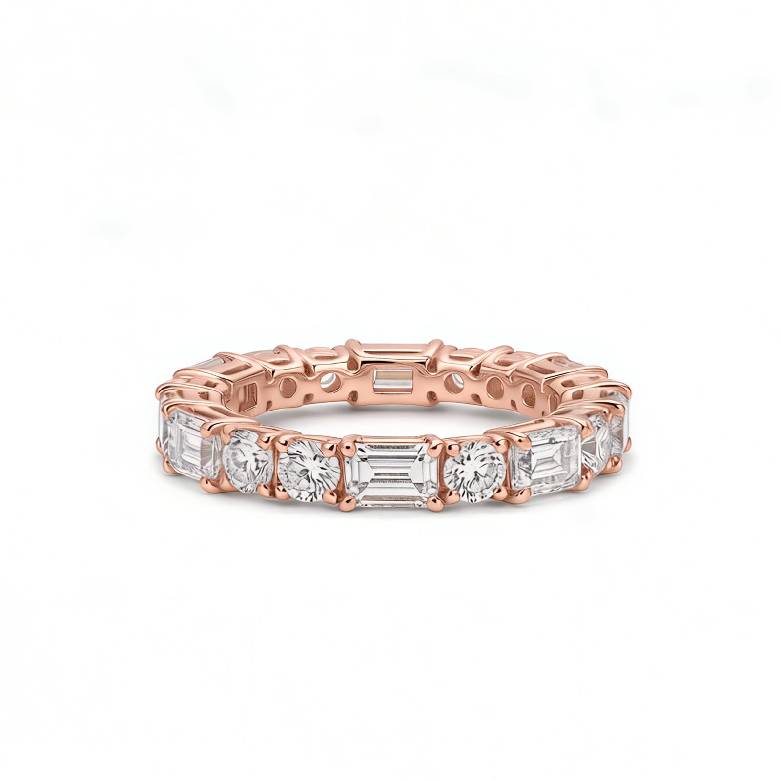 Geometric Alternating Cut Diamond Eternity Ring in White Gold