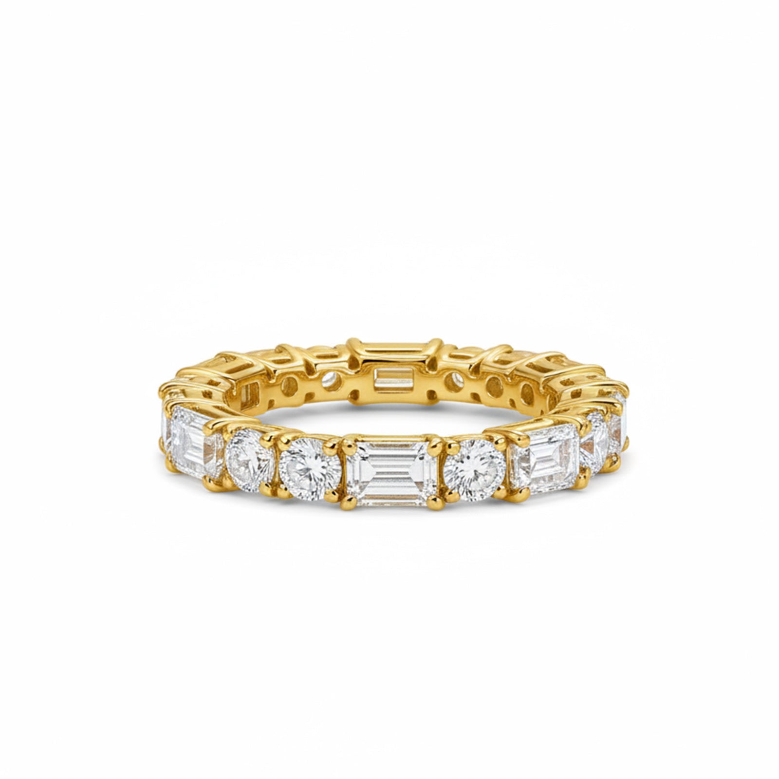 Geometric Alternating Cut Diamond Eternity Ring in White Gold