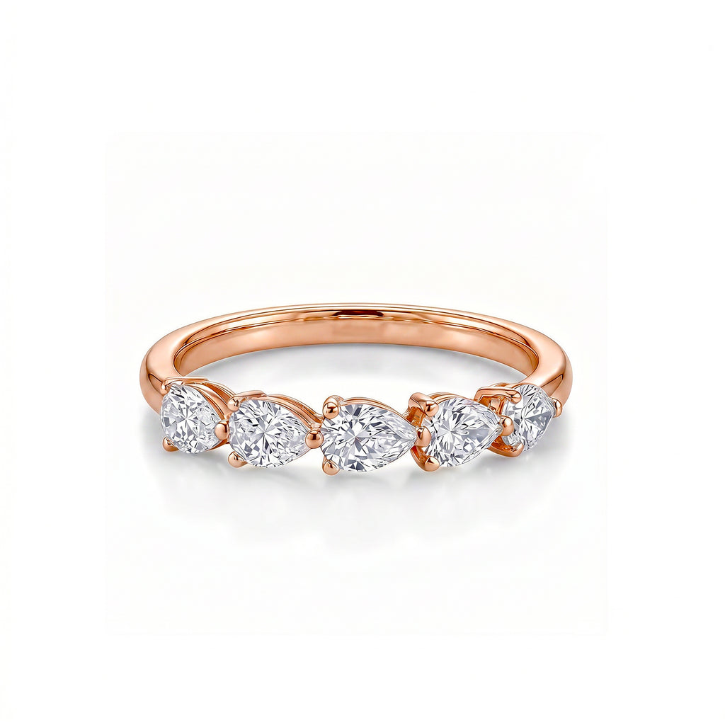 Pear Cut Half Eternity Band with Alternating Stones in 14K White Gold