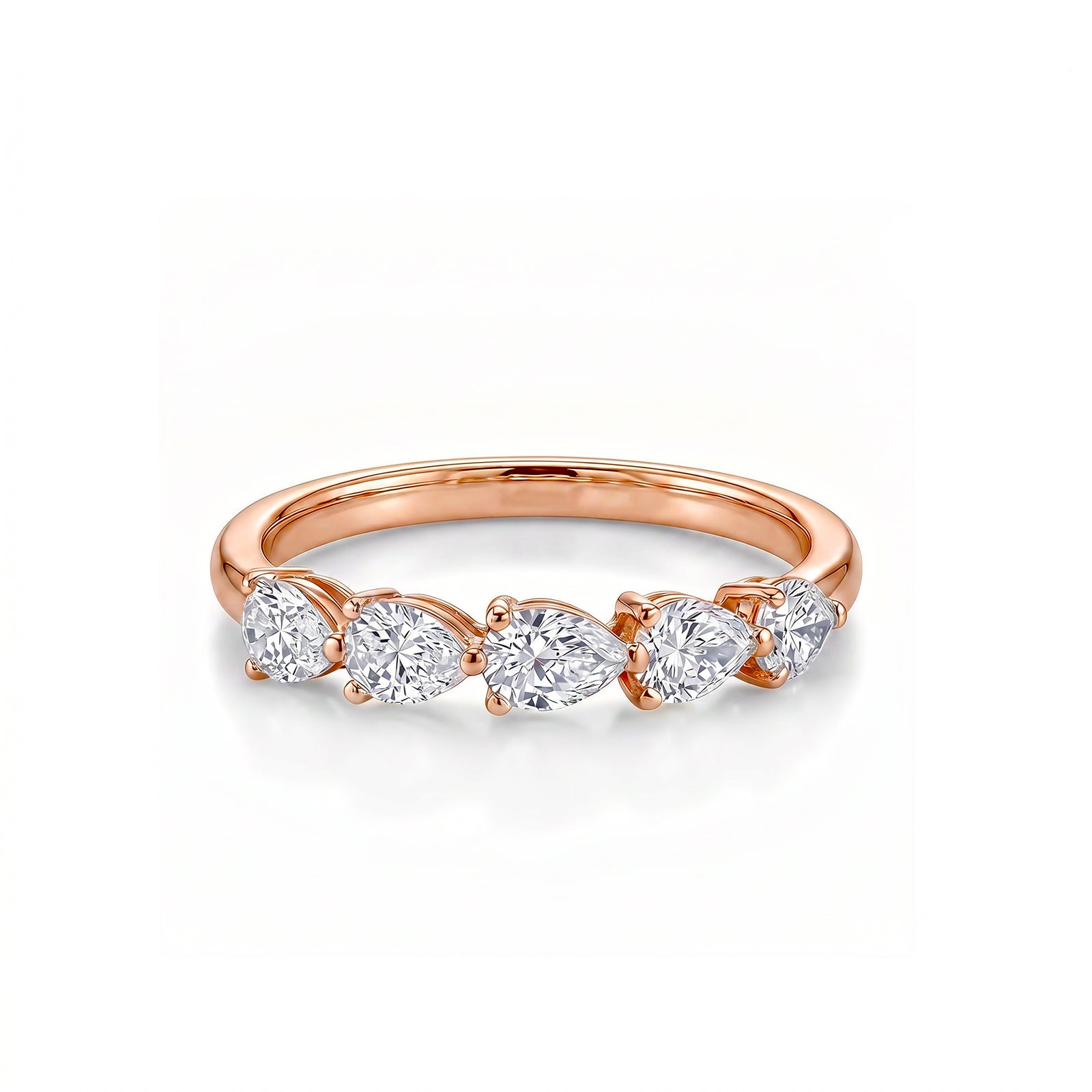 Pear Cut Half Eternity Band with Alternating Stones in 14K White Gold