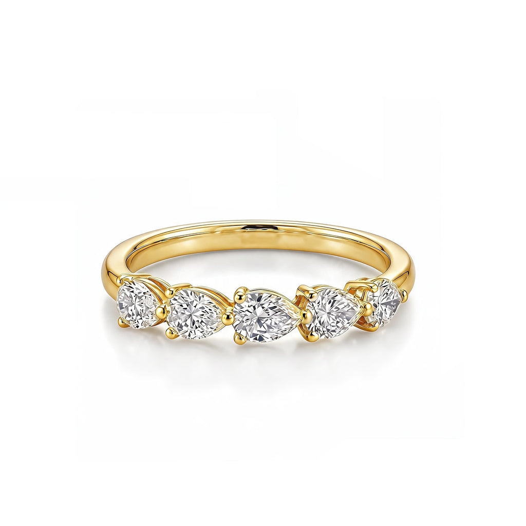Pear Cut Half Eternity Band with Alternating Stones in 14K White Gold