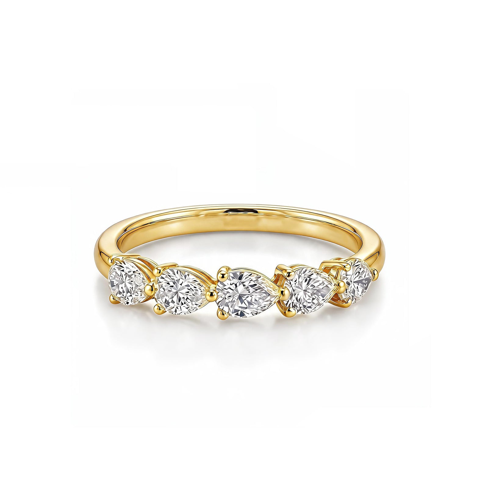 Pear Cut Half Eternity Band with Alternating Stones in 14K White Gold