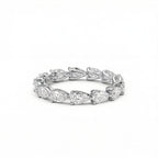 14K White Gold Plated Pear Cut lab-diamond Eternity Band, Full Stackable Ring