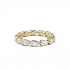 14K White Gold Plated Pear Cut lab-diamond Eternity Band, Full Stackable Ring