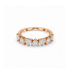 14K White Gold Plated Heart Cut Lab-diamond Half Eternity Band, Stackable Ring