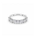 14K White Gold Plated Heart Cut Lab-diamond Half Eternity Band, Stackable Ring
