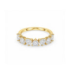 14K White Gold Plated Heart Cut Lab-diamond Half Eternity Band, Stackable Ring