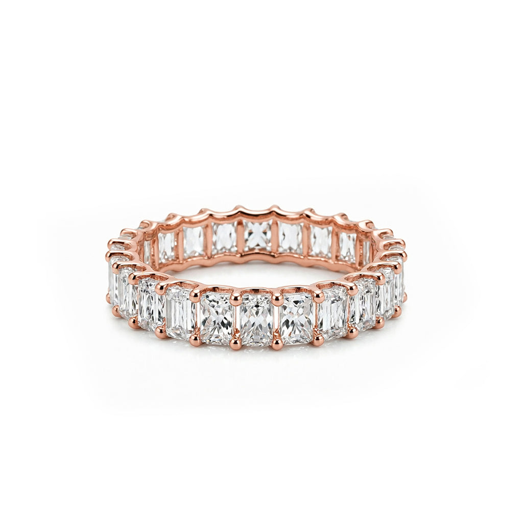 Emerald Cut Full Eternity Stackable Ring, Perfect Promise & Anniversary Gift for Her