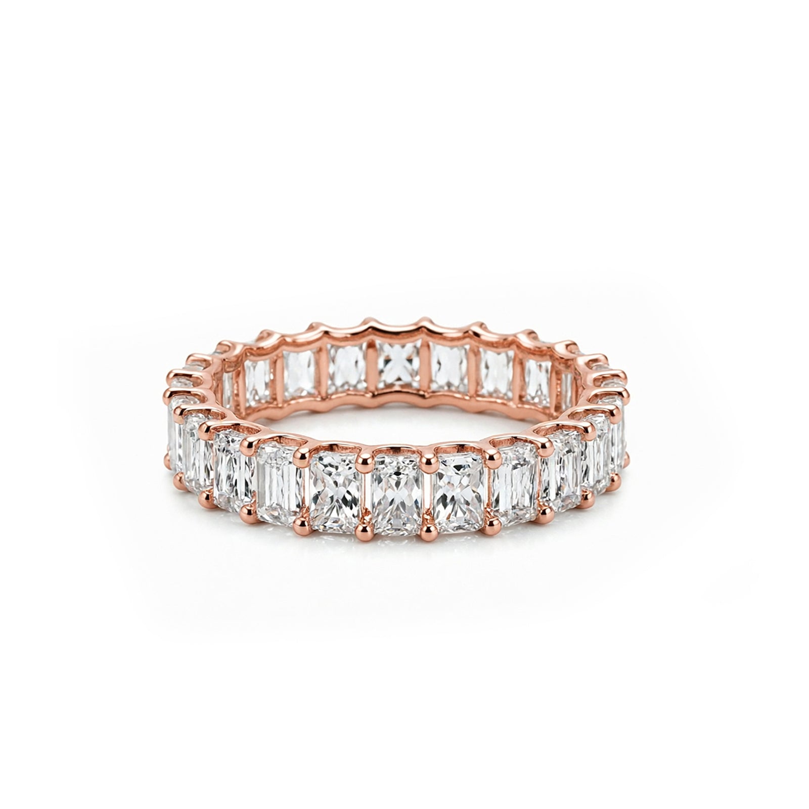 Emerald Cut Full Eternity Stackable Ring, Perfect Promise & Anniversary Gift for Her