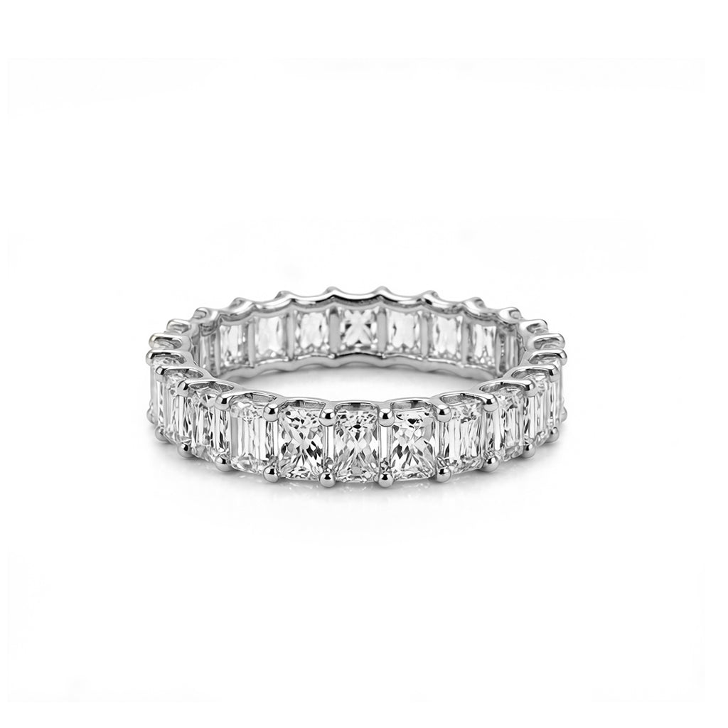 Emerald Cut Full Eternity Stackable Ring, Perfect Promise & Anniversary Gift for Her