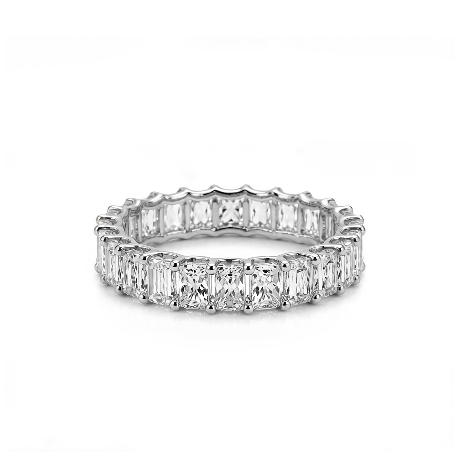 Emerald Cut Full Eternity Stackable Ring, Perfect Promise & Anniversary Gift for Her