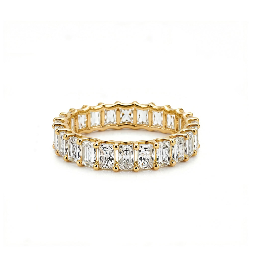 Emerald Cut Full Eternity Stackable Ring, Perfect Promise & Anniversary Gift for Her