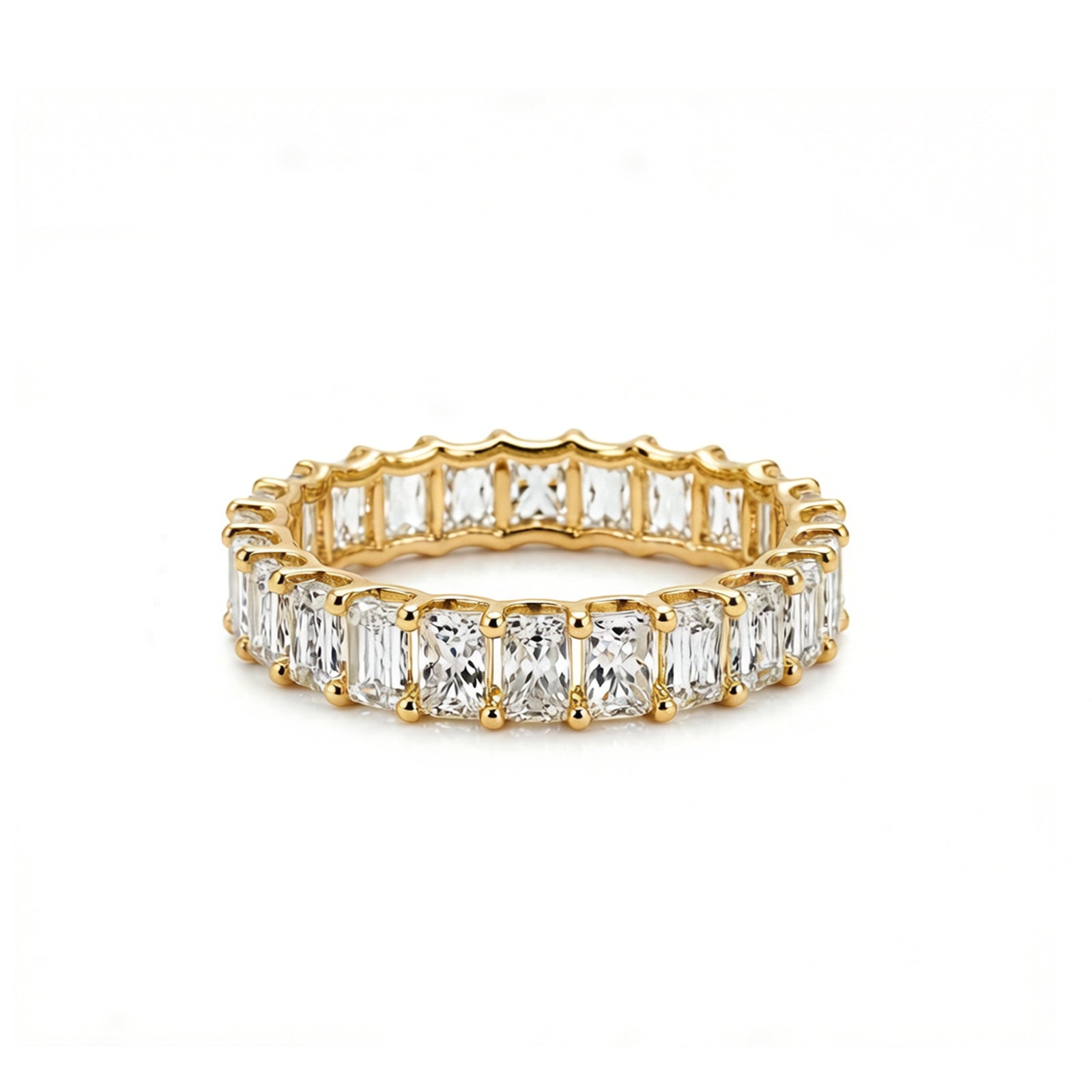 Emerald Cut Full Eternity Stackable Ring, Perfect Promise & Anniversary Gift for Her