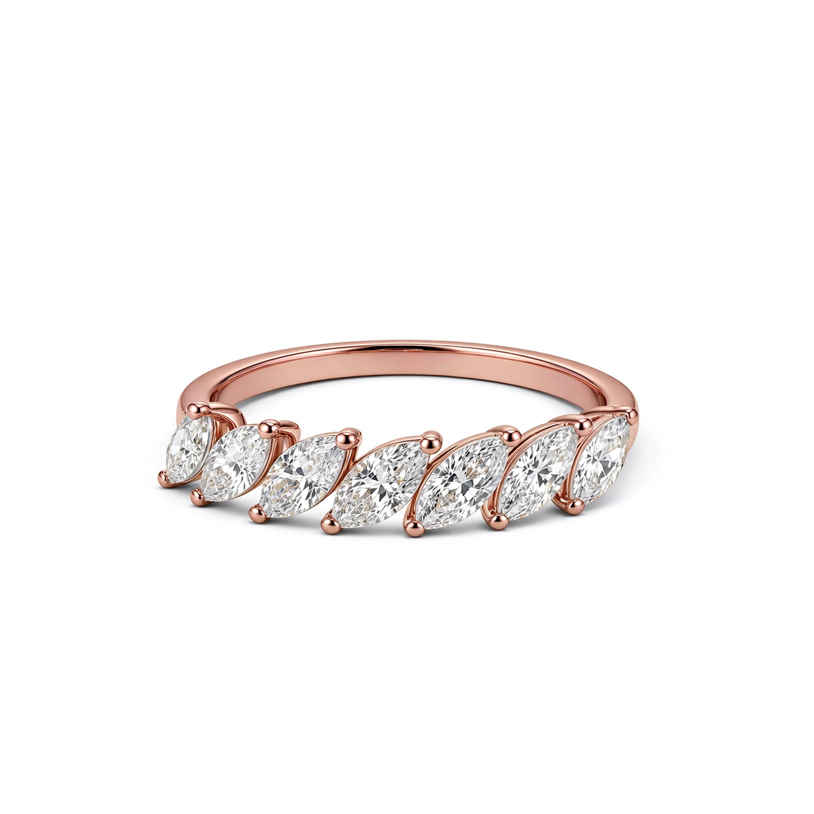Classic 14K Gold Marquise Lab-Diamond Eternity Band