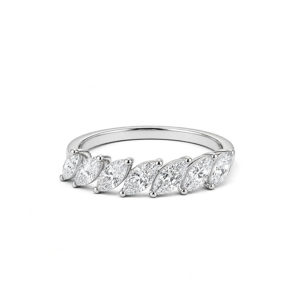 Classic 14K Gold Marquise Lab-Diamond Eternity Band