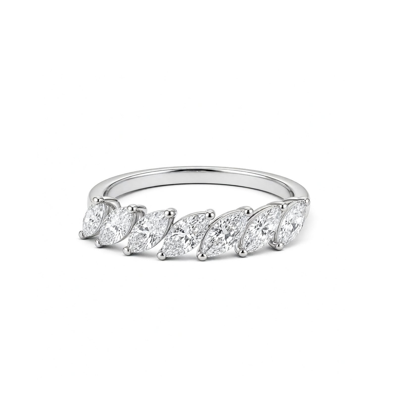 Classic 14K Gold Marquise Lab-Diamond Eternity Band