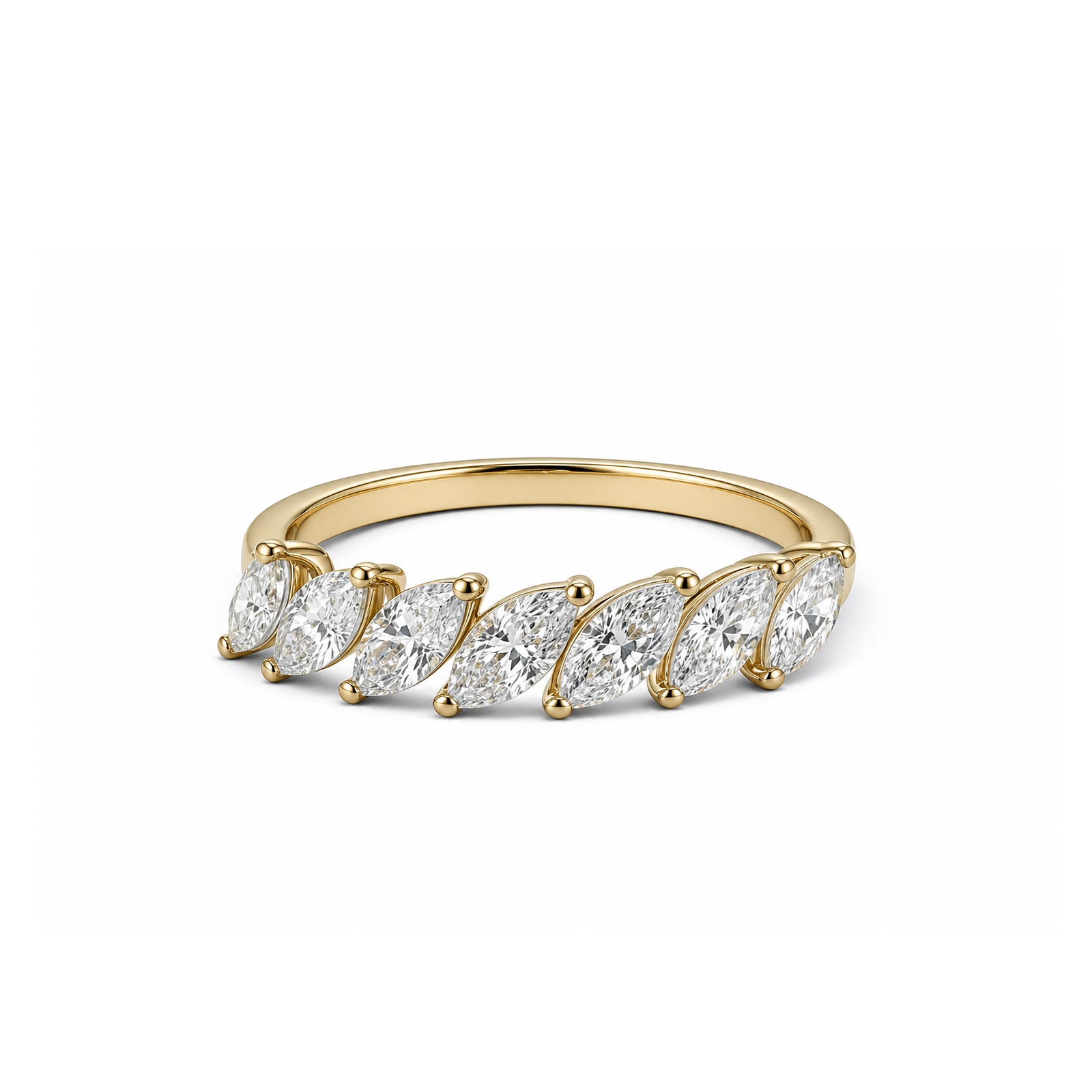 Classic 14K Gold Marquise Lab-Diamond Eternity Band