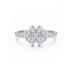 14K Gold Four-Leaf Clover Lab-Grown Diamond Band Ring