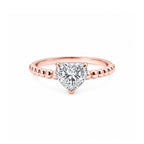 14K Yellow Gold Beaded Band Heart Cut Lab-Grown Diamond Ring