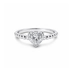 14K Yellow Gold Beaded Band Heart Cut Lab-Grown Diamond Ring