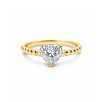 14K Yellow Gold Beaded Band Heart Cut Lab-Grown Diamond Ring
