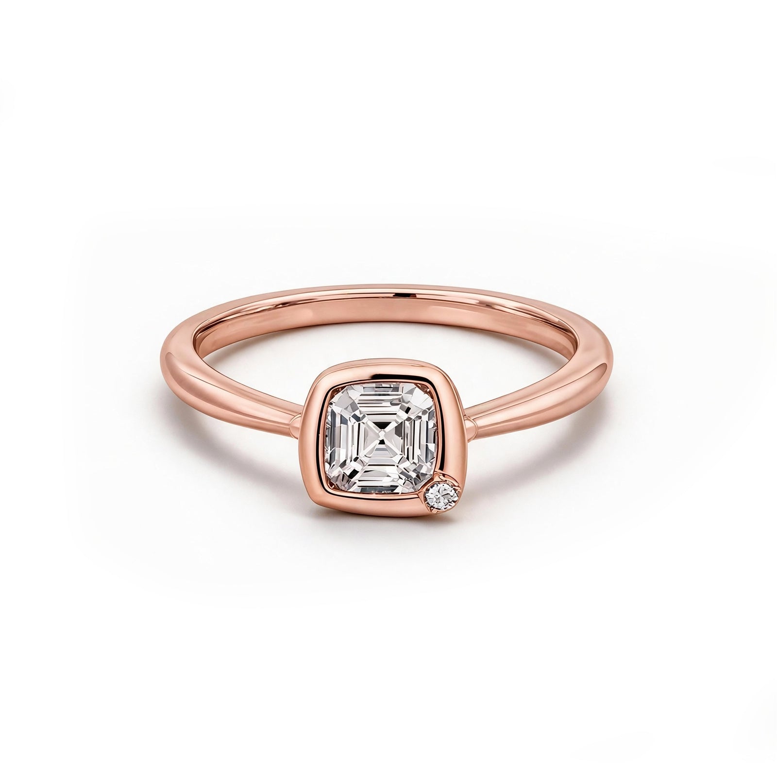 Minimalist 14K Rose Gold Princess-Cut Lab-Grown Diamond Ring