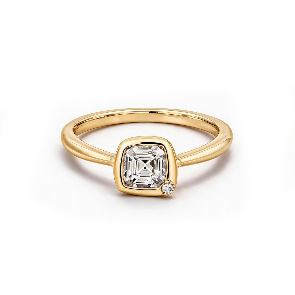 Minimalist 14K Rose Gold Princess-Cut Lab-Grown Diamond Ring