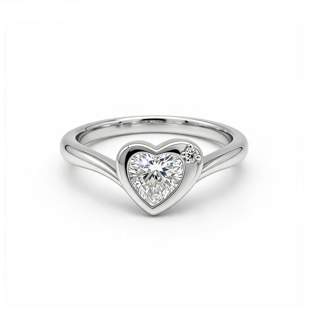 14K Rose Gold Side-Stone Heart-Shaped Lab-Grown Diamond Ring