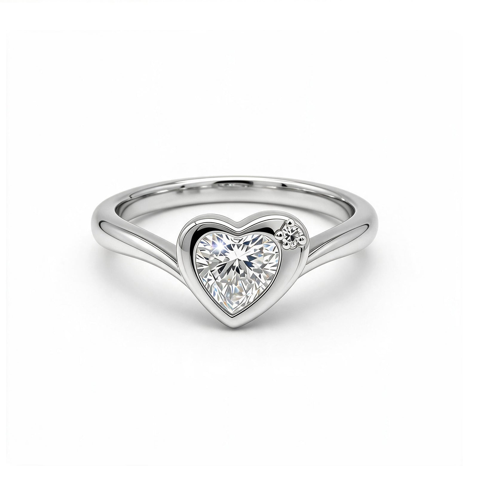 14K Rose Gold Side-Stone Heart-Shaped Lab-Grown Diamond Ring