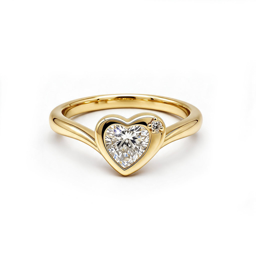14K Rose Gold Side-Stone Heart-Shaped Lab-Grown Diamond Ring