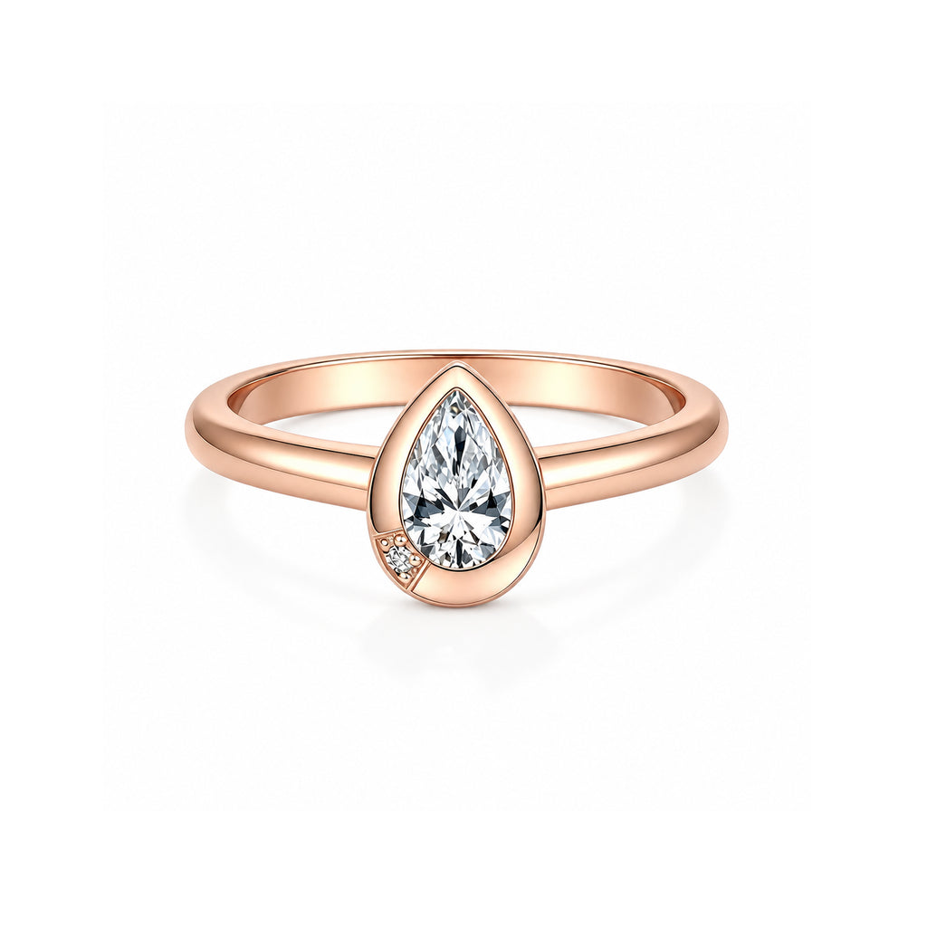 14K Rose Gold Side-Stone Pear-Shaped Lab-Grown Diamond Ring