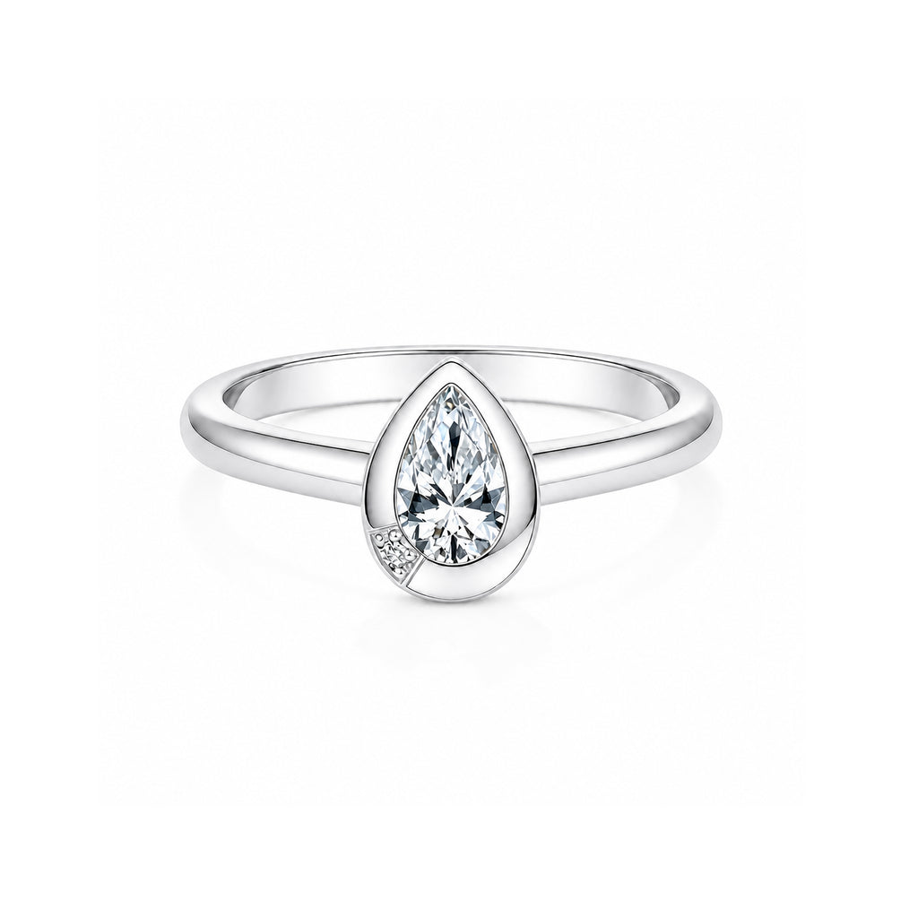 14K Rose Gold Side-Stone Pear-Shaped Lab-Grown Diamond Ring