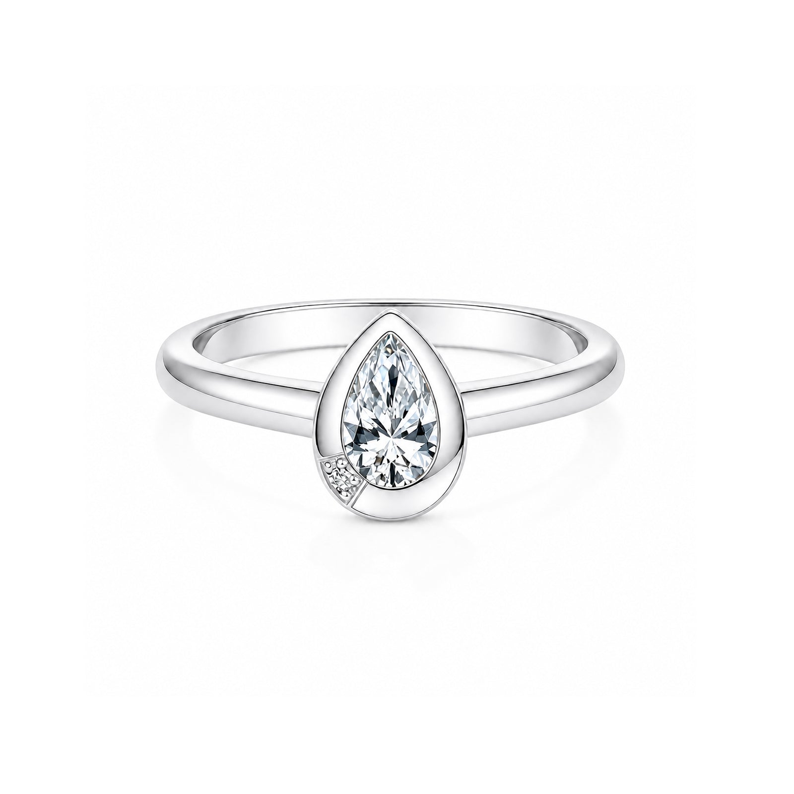 14K Rose Gold Side-Stone Pear-Shaped Lab-Grown Diamond Ring