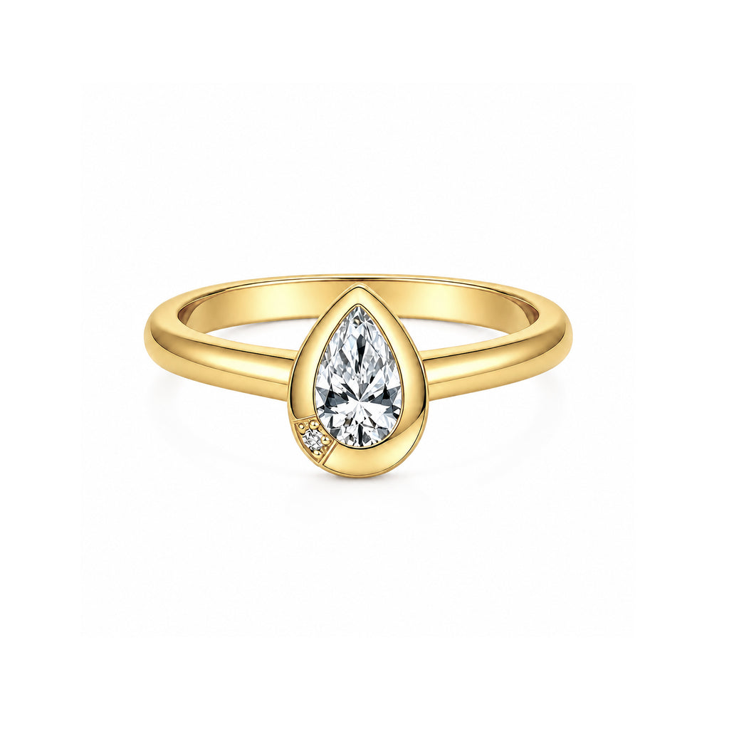 14K Rose Gold Side-Stone Pear-Shaped Lab-Grown Diamond Ring