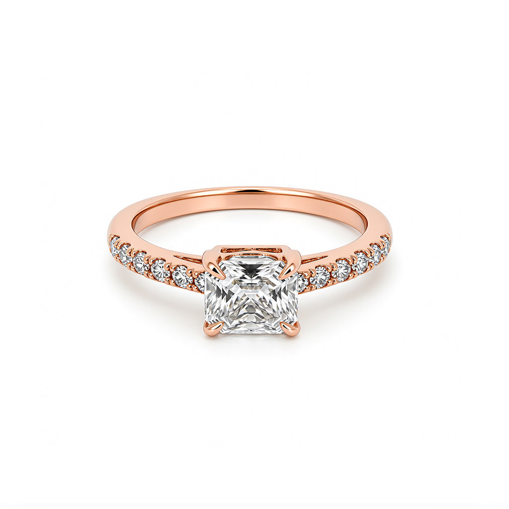 Minimalist 14K Yellow Gold Square-Shaped Lab-Grown Diamond Ring