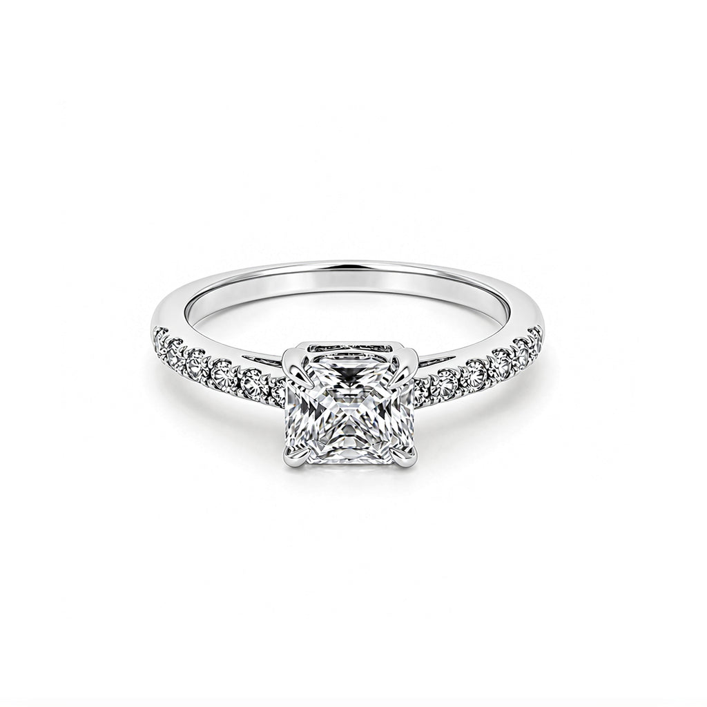 Minimalist 14K Yellow Gold Square-Shaped Lab-Grown Diamond Ring