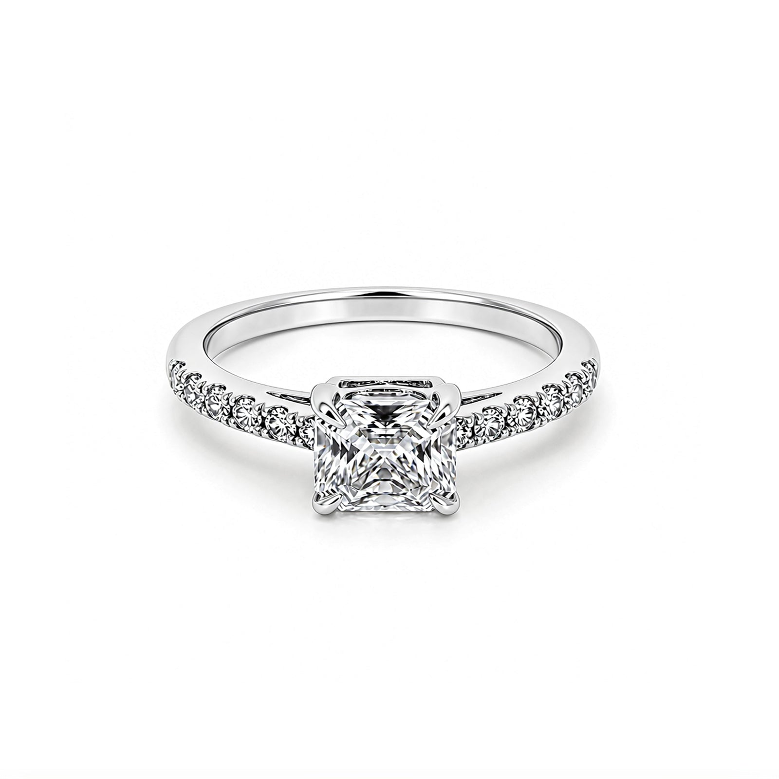 Minimalist 14K Yellow Gold Square-Shaped Lab-Grown Diamond Ring