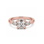 14K Yellow Gold Square-Shaped Lab-Grown Diamond Side-Stone Ring