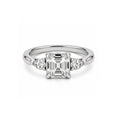 14K Yellow Gold Square-Shaped Lab-Grown Diamond Side-Stone Ring