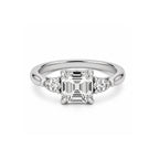 14K Yellow Gold Square-Shaped Lab-Grown Diamond Side-Stone Ring
