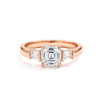 14K White Gold Square-Shaped Lab-Grown Diamond Side-Stone Three-Stone Ring