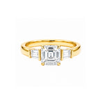 14K White Gold Square-Shaped Lab-Grown Diamond Side-Stone Three-Stone Ring
