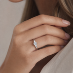 14K White Gold Square-Shaped Lab-Grown Diamond Side-Stone Three-Stone Ring