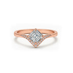 14K Gold Square-Cut Lab-Grown Diamond Side-Stone Ring