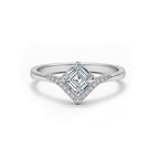 14K Gold Square-Cut Lab-Grown Diamond Side-Stone Ring